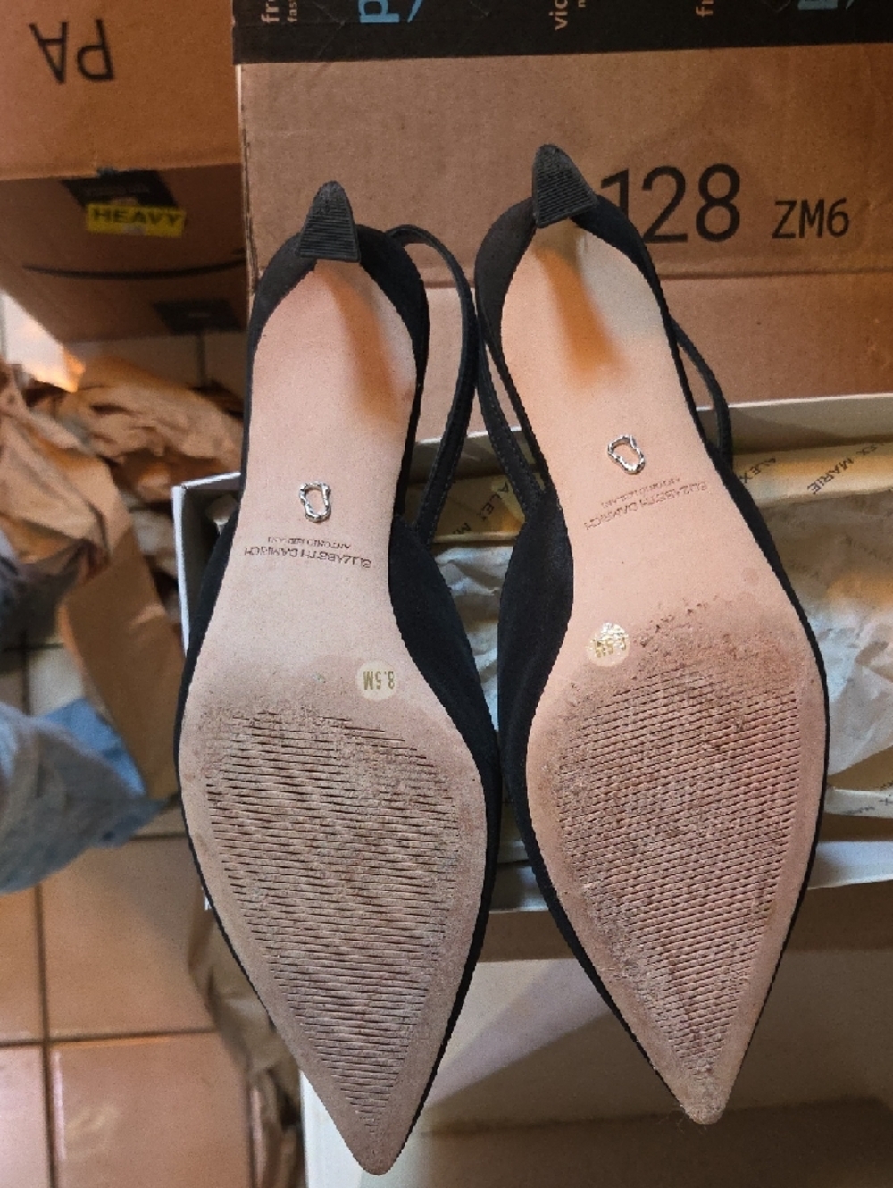 Alex Marie Black Pointed Slingback Heels - Picture 4 of 4